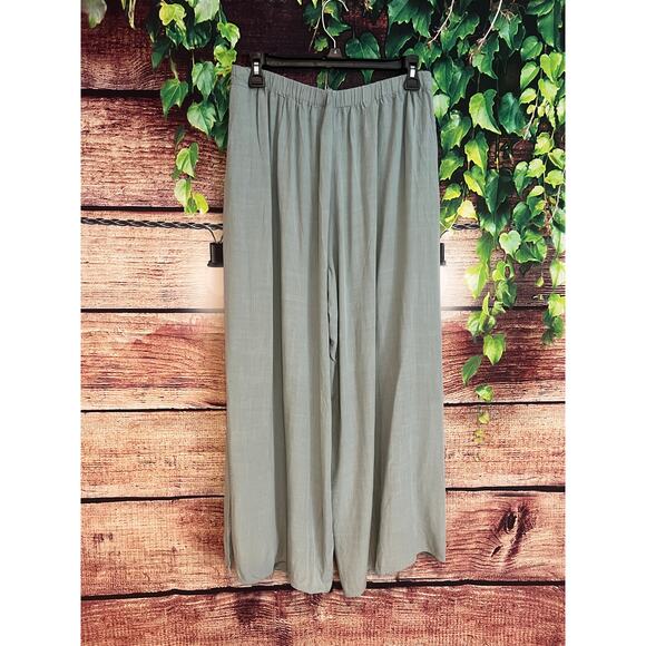 Renamed Open Wide Leg Boho Pants Festival Beachy Flowy Sage Green Women's Medium - Picture 6 of 6